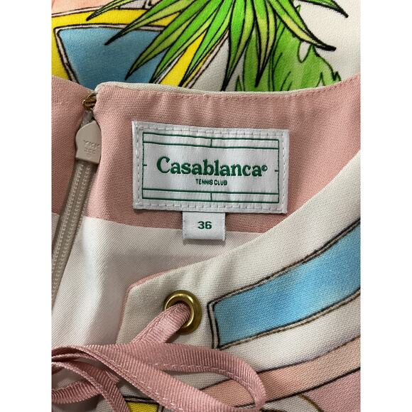 Casablanca 'Paysage' Green Ideal Graphic-Print Mini Dress Size FR 36/US 4 - Picture 4 of 6